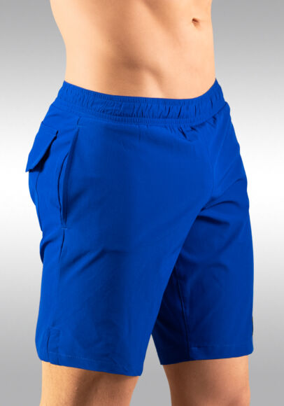 GYM Short Blue with Built In Pouch Underwear